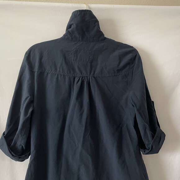 LAL Live A Little Womens Blue Roll Tab Sleeve Snap Up Windbreaker Jacket Size M - Picture 7 of 11